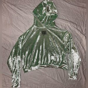 Shiny Mint Green Nike Cropped Hoodie W size M